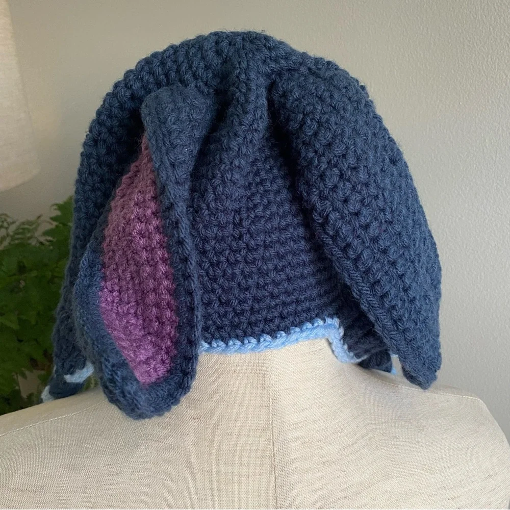 Handmade Eeyore Crochet Hand Crocheted Kids‎ Childrens Hat Purple Blue One Size